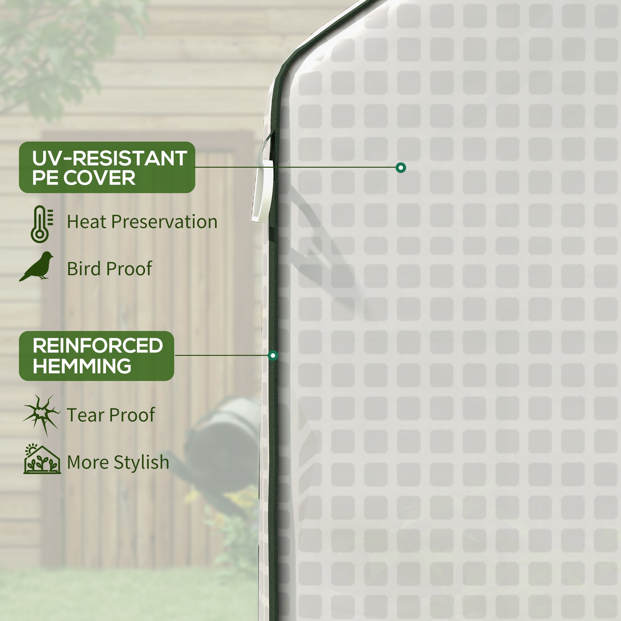4.6' x 4.7' Portable Greenhouse, Water/UV Resistant Walk-In Small Outdoor Green House with 2 Tier U-Shaped Flower Rack Shelves, Roll Up Door & Windows