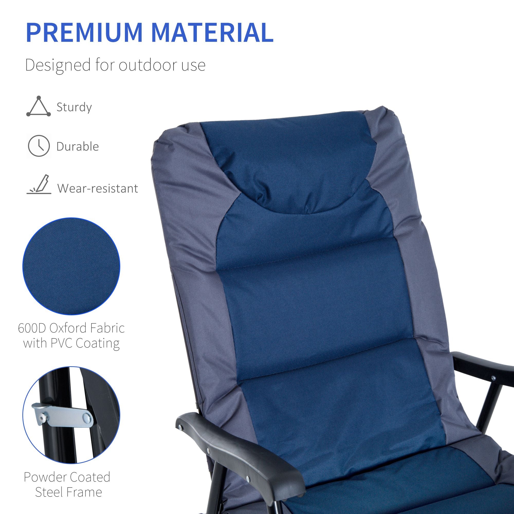 2 Piece Outdoor Patio Furniture Set with 2 Folding Padded Rocking Chairs, Bistro Style for Porch, Camping, Balcony