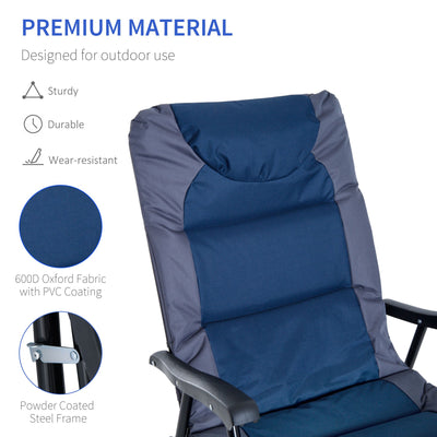 2 Piece Outdoor Patio Furniture Set with 2 Folding Padded Rocking Chairs, Bistro Style for Porch, Camping, Balcony
