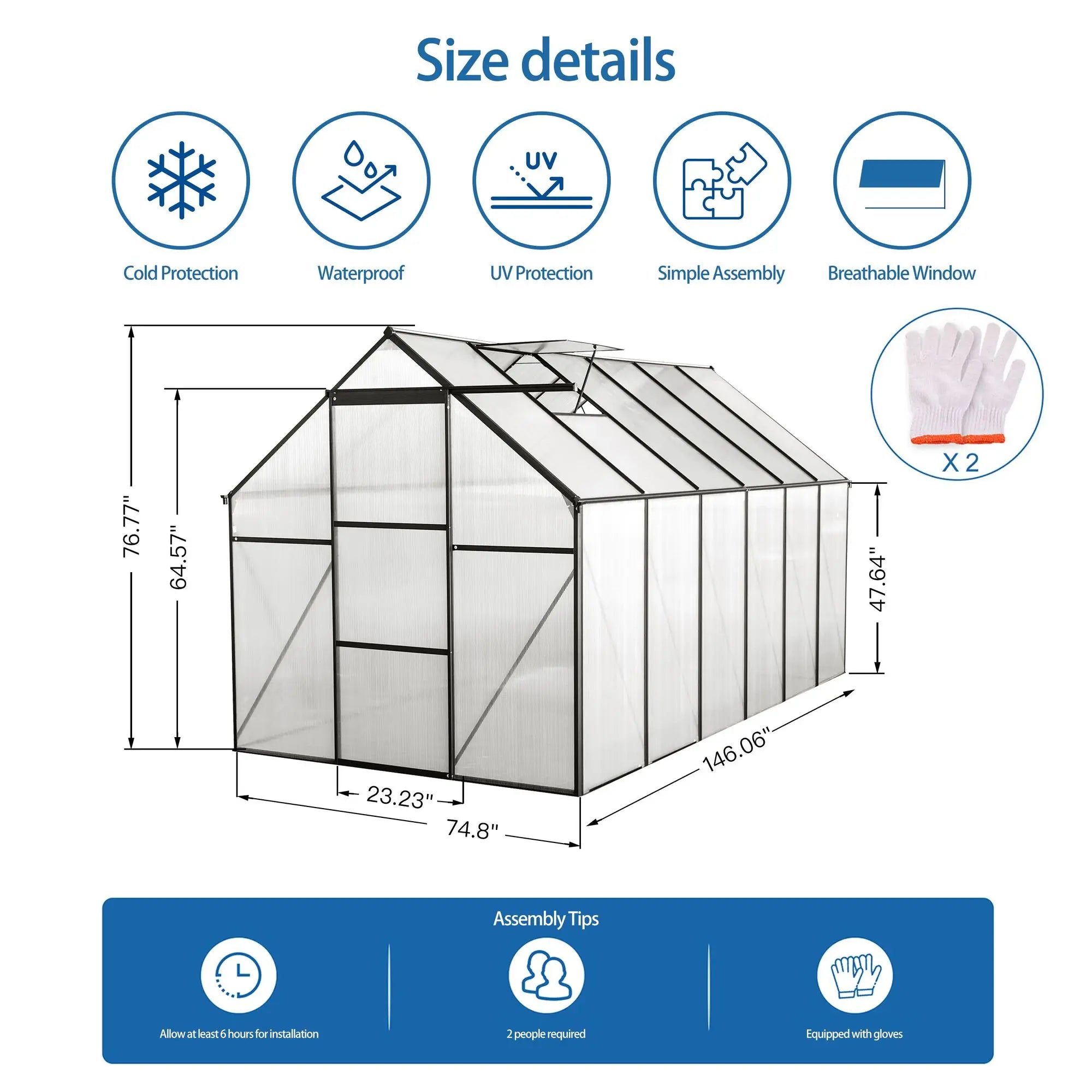 Longmeadow 6×12 Walk-In Glasshouse