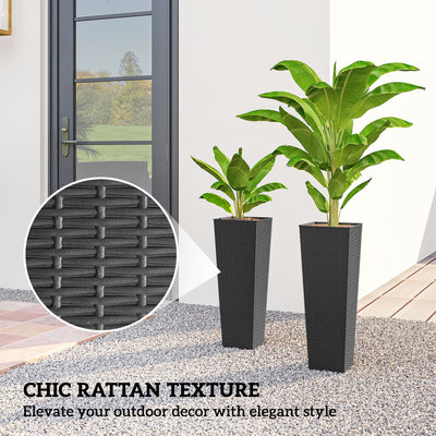 23.6 Inch Tall Planters for Outdoor Plants, Set of 2 Plastic Flower Pots with Drainage Holes