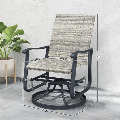 Wicker Rattan Swivel Patio Glider Chair Set of 2, Outdoor Glider Chair with Steel Frame, High Back, Armrests