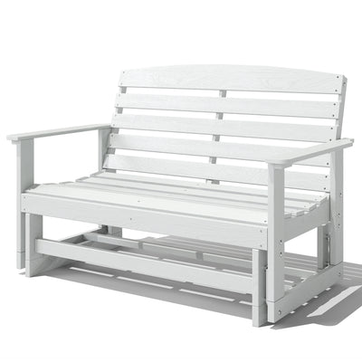 Patio Glider Bench w/ HDPE Slatted Double Rocking Chair