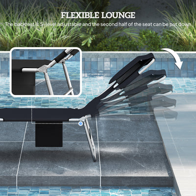2 Tanning Chairs with Face Hole, 5-Level Adjustable Outdoor Chaise Lounge Chair with Pillow for Beach, Pool