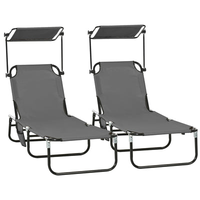Chaise Pool Lounge Chairs Set of 2, Outdoor Sun Tanning Chairs, Reclining Back, Steel Frame and Side Pocket