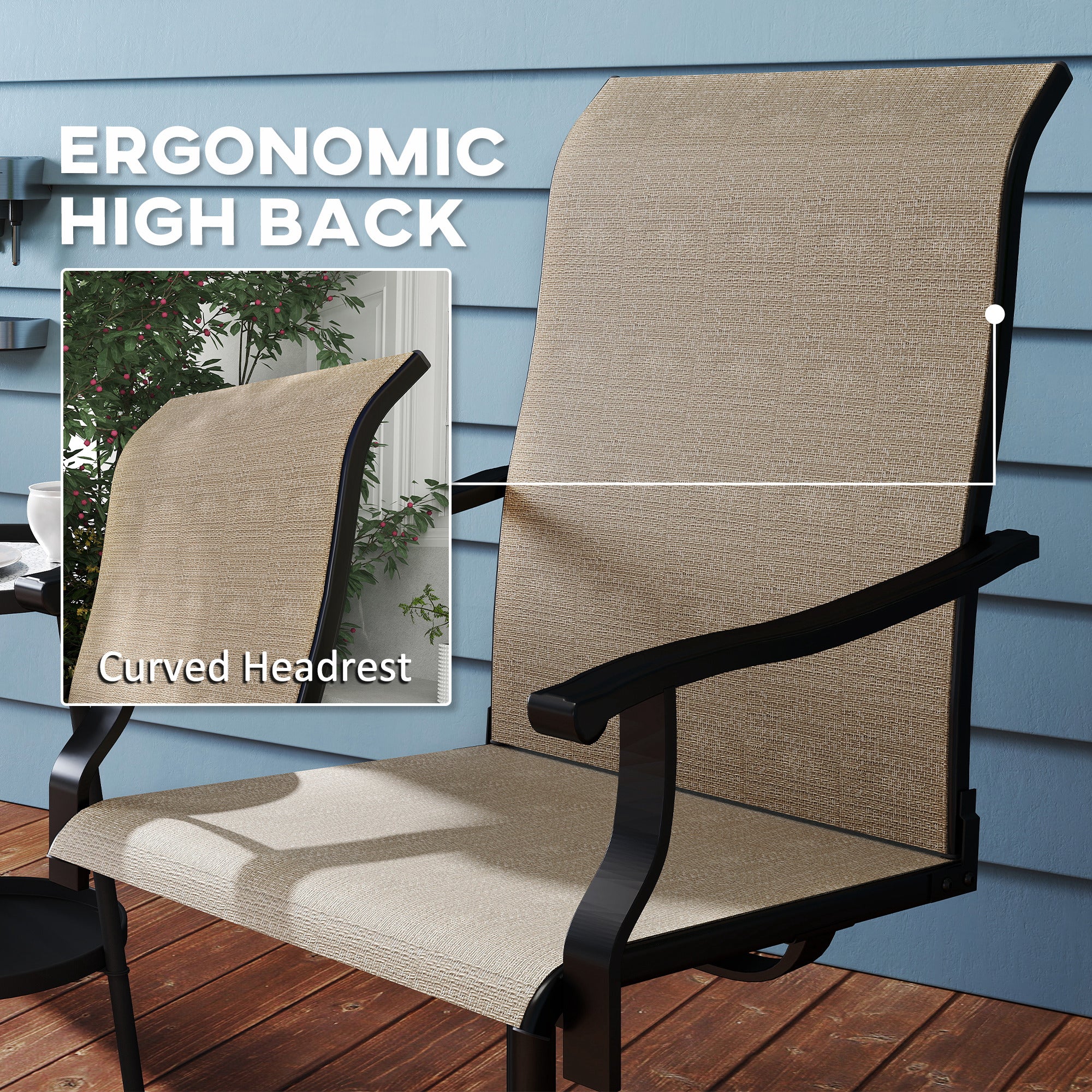 Patio Swivel Chairs Set of 2, High Back Patio Dining Chairs with All-Weather Mesh for Backyard, Lawn, Garden