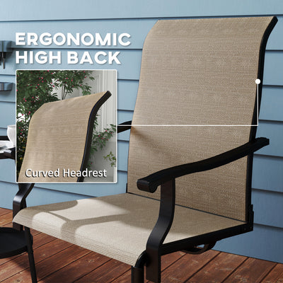 Patio Swivel Chairs Set of 2, High Back Patio Dining Chairs with All-Weather Mesh for Backyard, Lawn, Garden