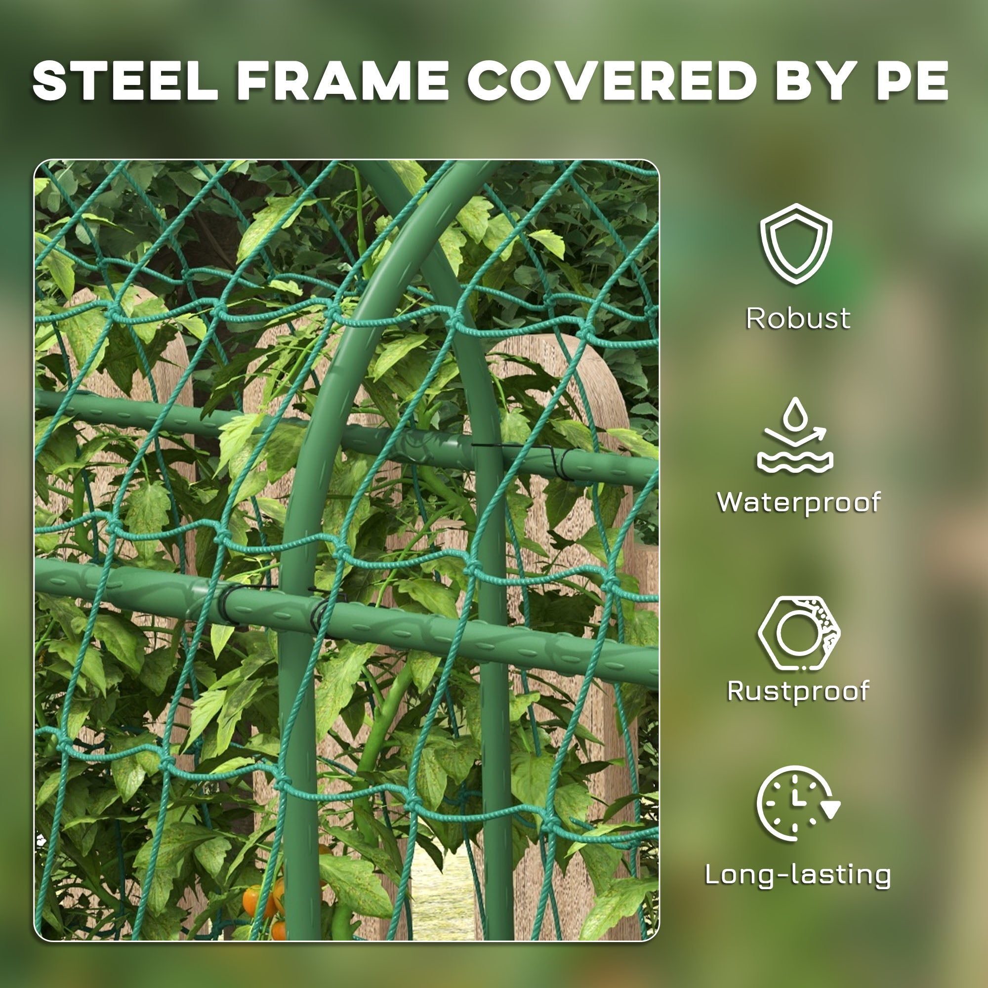 Metal Garden Trellis, Arch Trellis for Climbing Plants Outdoor, A-Frame, with Climbing Net, 17" x 72" x 72", Green