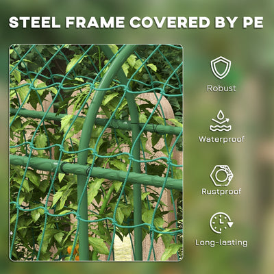 Metal Garden Trellis, Arch Trellis for Climbing Plants Outdoor, A-Frame, with Climbing Net, 17" x 72" x 72", Green