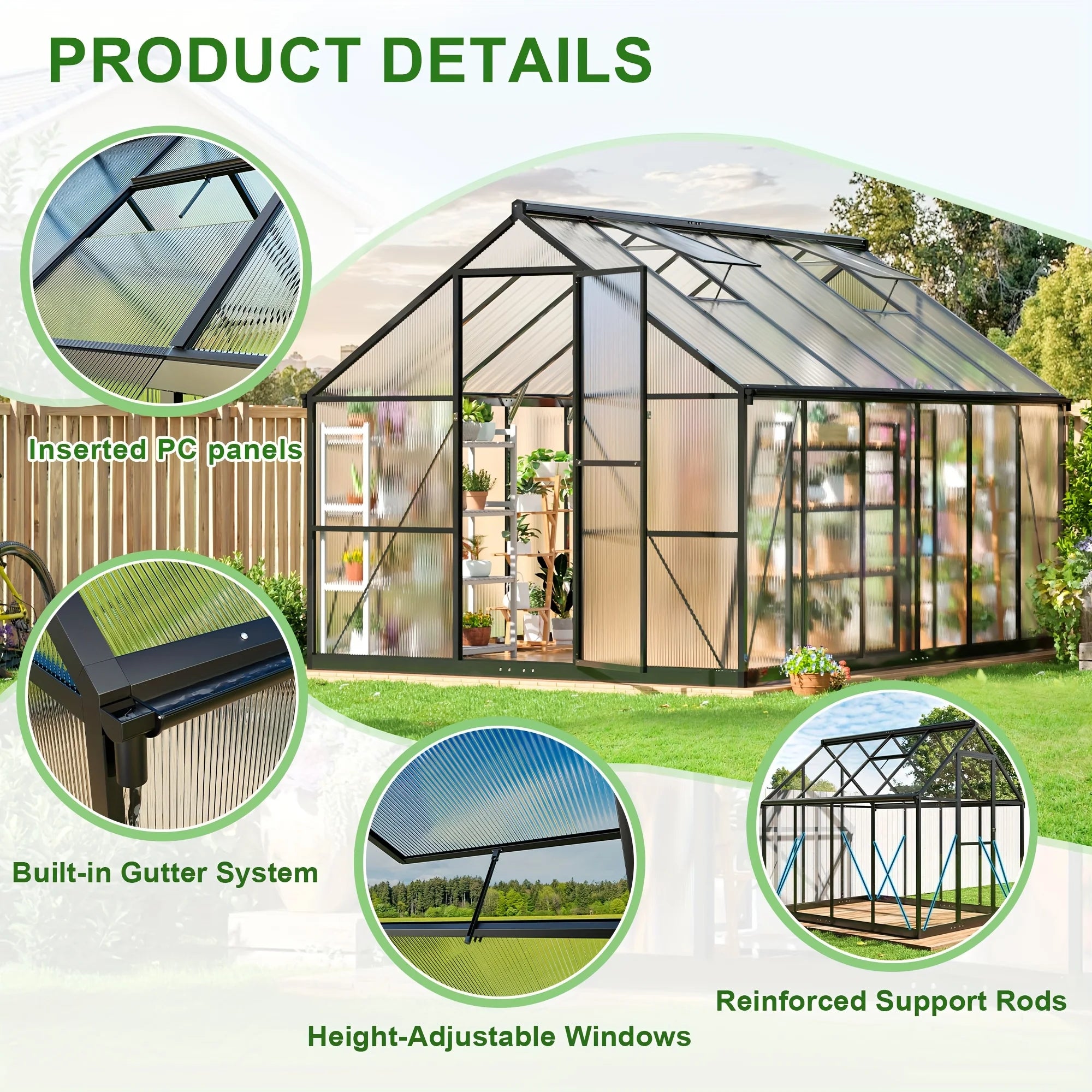 Adaptable Multi-Size Walk-In Glasshouse