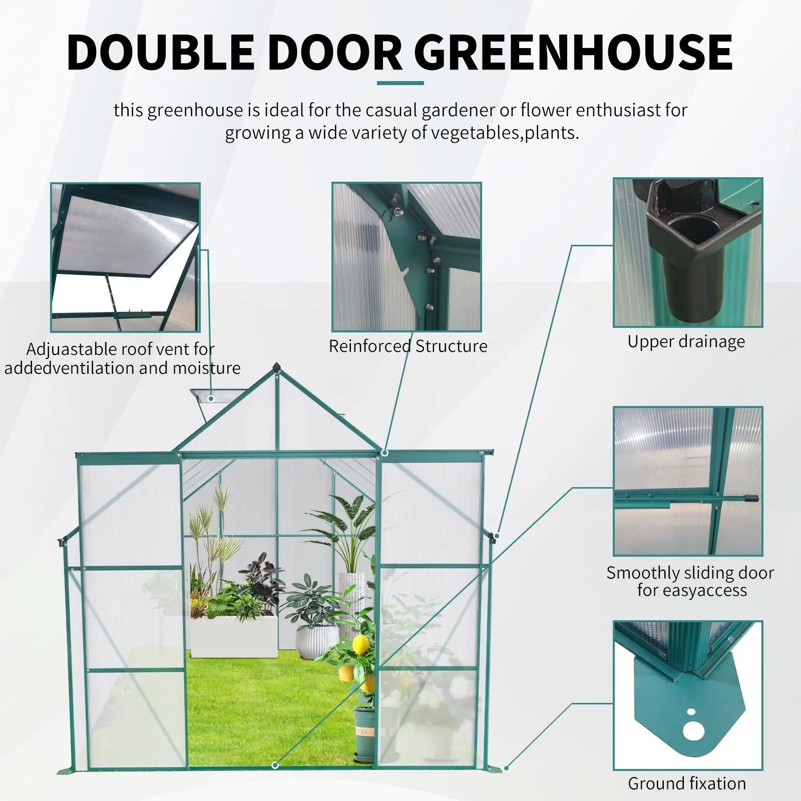Meadowlight Twin-Door 8×10 Glasshouse