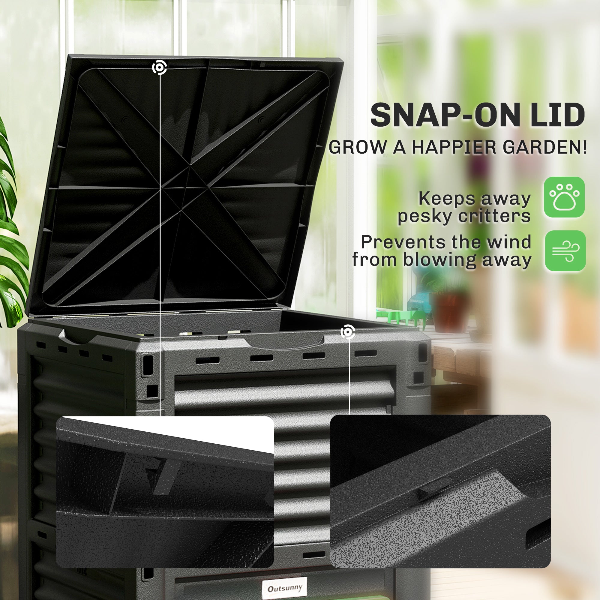 Garden Compost Bin 80 Gallon Outdoor Large Capacity Composter Fast Create Fertile Soil Aerating Box