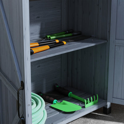 Outdoor Wooden Potting Bench with Storage Cabinet, Shelves, Galvanized Plated Tabletop for Backyard, Balcony