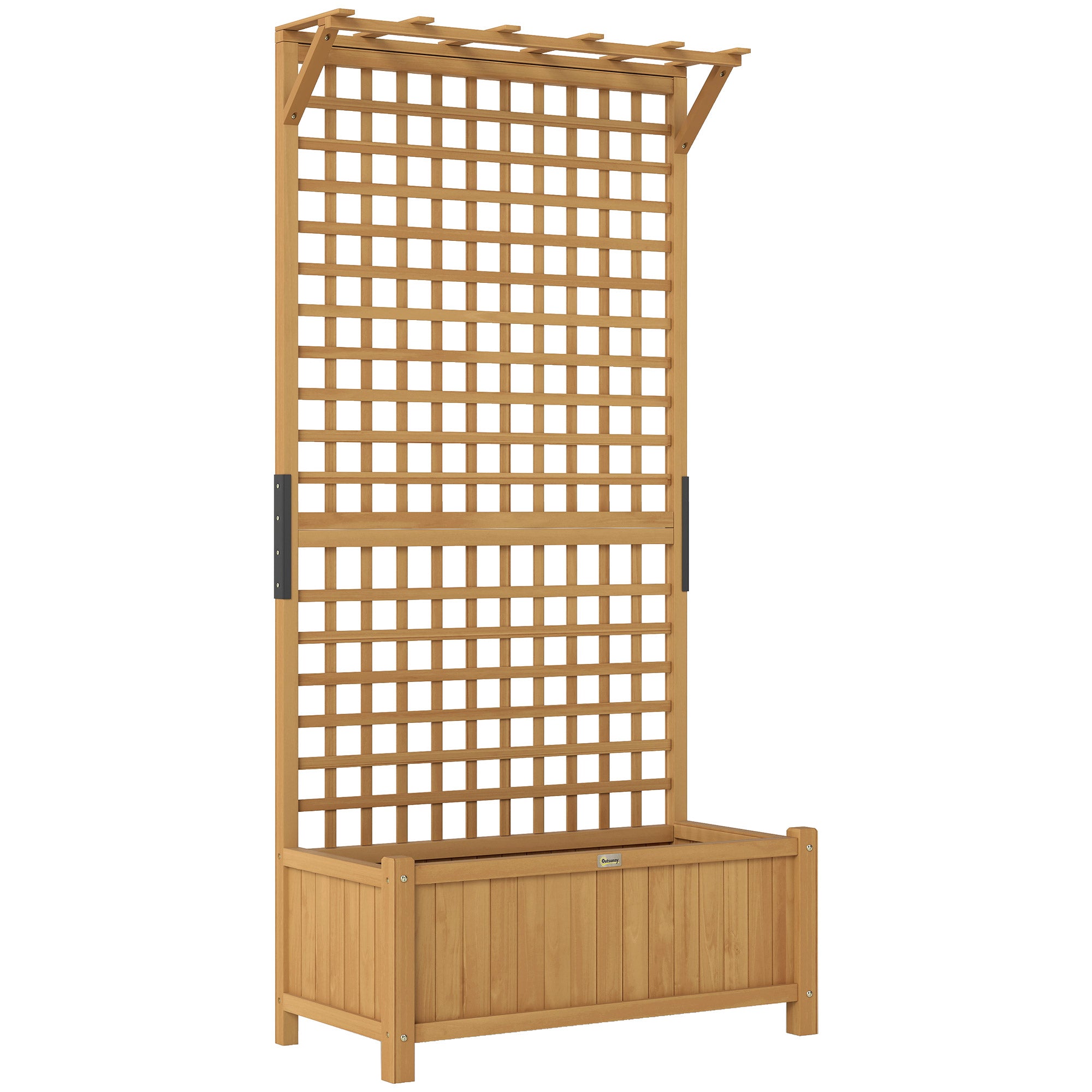 Wood Planter with Trellis for Vine Climbing, Raised Garden Bed, Privacy Screen for Backyard, Patio