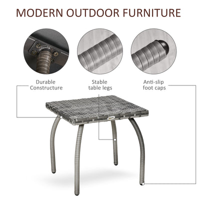 Outdoor PE Wicker Side Table, Small Square Rattan End Table, All-Weather Material Coffee Table for Garden, Balcony, Backyard