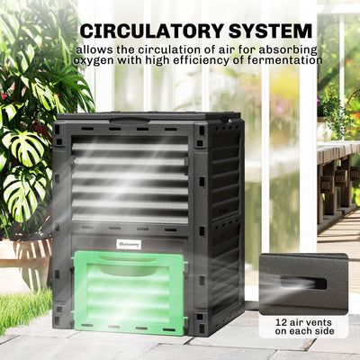 Garden Compost Bin 80 Gallon Outdoor Large Capacity Composter Fast Create Fertile Soil Aerating Box