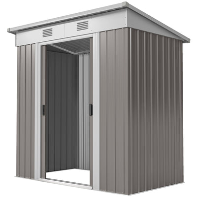 6' x 4' Metal Garden Shed, Backyard Tool Storage Shed with Dual Locking Doors, 2 Air Vents and Steel Frame, Gray