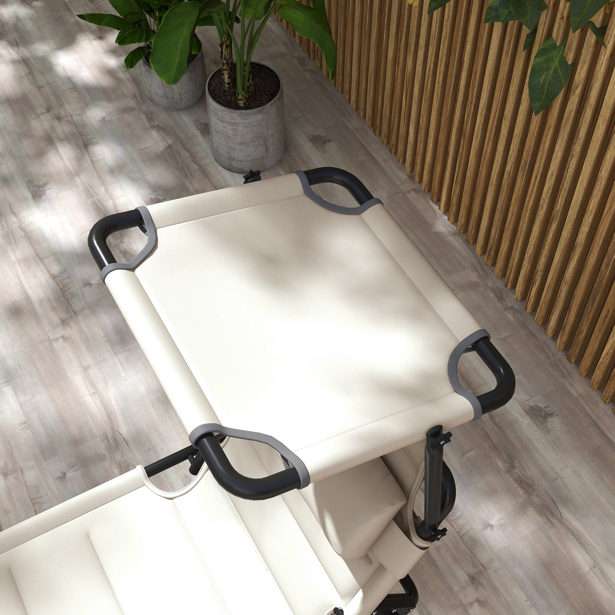 2 Pcs Outdoor Lounge Chair, 4 Position Adjustable Backrest, Folding, Cushioned w/ Sun Shade Roof & Pillow