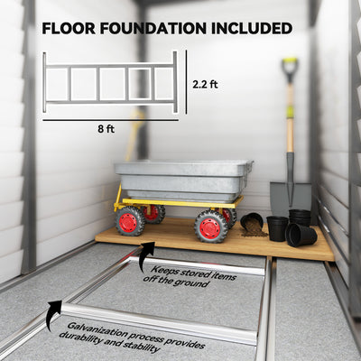 4.6' x 9' Outdoor Storage Shed, Lean to Metal Shed with Foundation Kit, Lockable Doors and Gloves for Patio, Lawn
