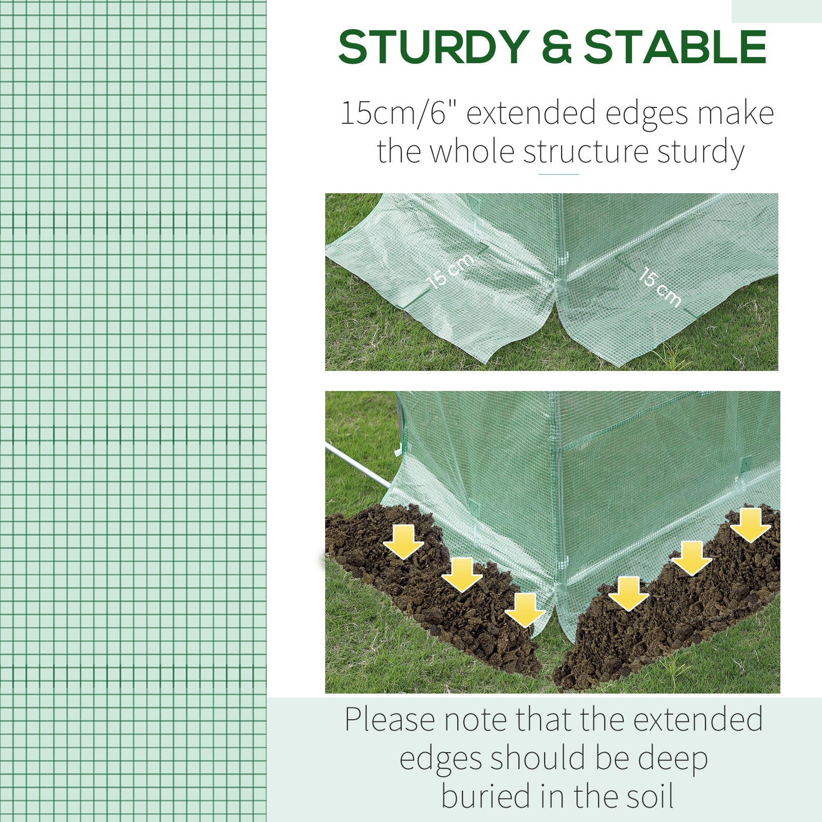 9.8' x 6.6' x 6.6' Plastic Greenhouse Cover Replacement, Heavy Duty Waterproof Tarp for Hoop House, Sheeting with 6 Windows, Door & Reinforcement Grid