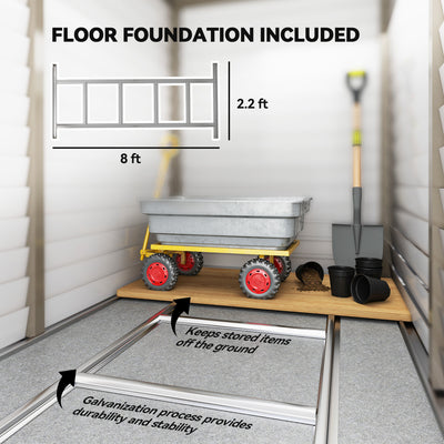 4.6' x 9' Outdoor Storage Shed, Lean to Metal Shed with Foundation Kit, Lockable Doors and Gloves for Patio, Lawn