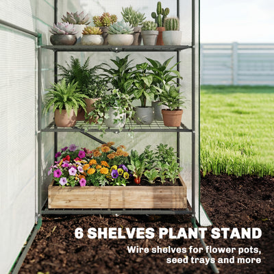 Greenhouse for Outdoors, Portable Greenhouse with 6 Shelves, UV-Resistant PE Cover, Roll-Up Door