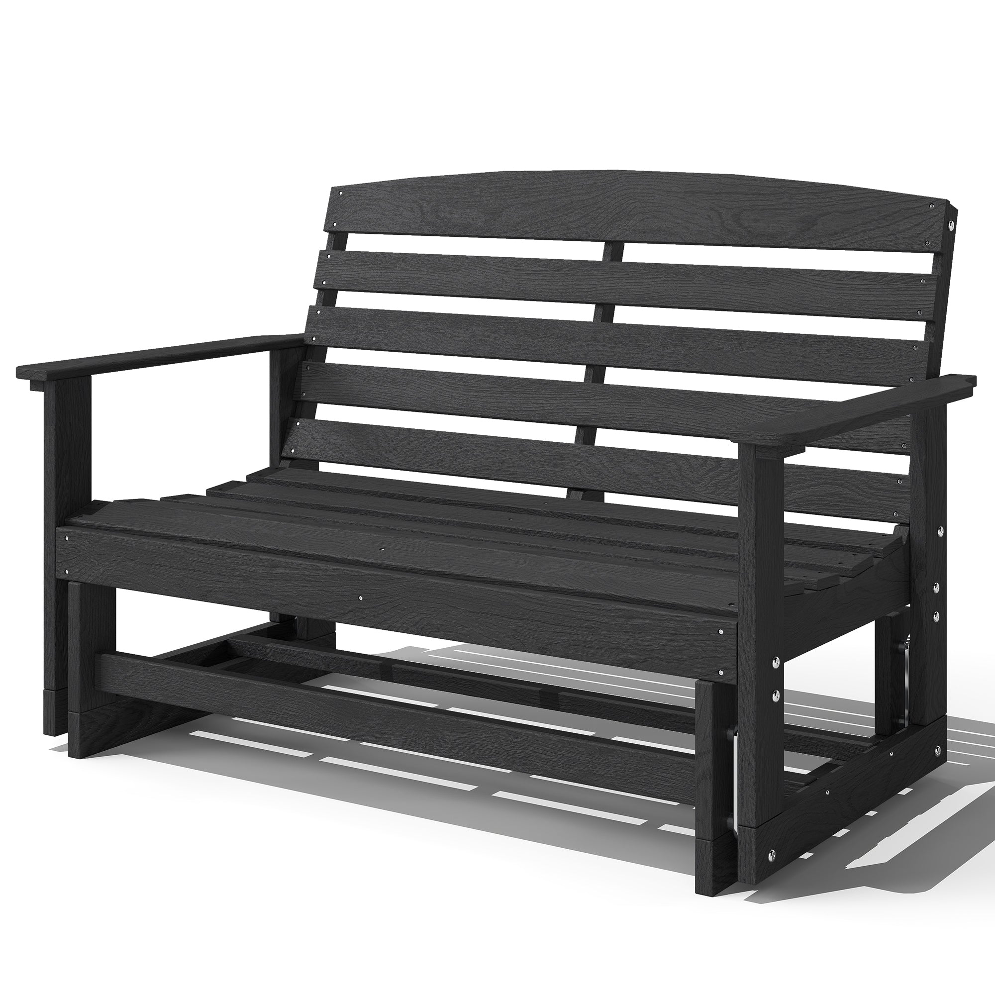 Patio Glider Bench w/ HDPE Slatted Double Rocking Chair