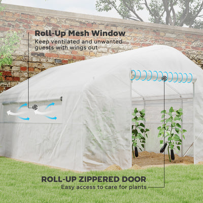 13' x 10' x 6.5' Tunnel Greenhouse Hoop House with Upgraded Galvanized Steel Frame and Large Windows