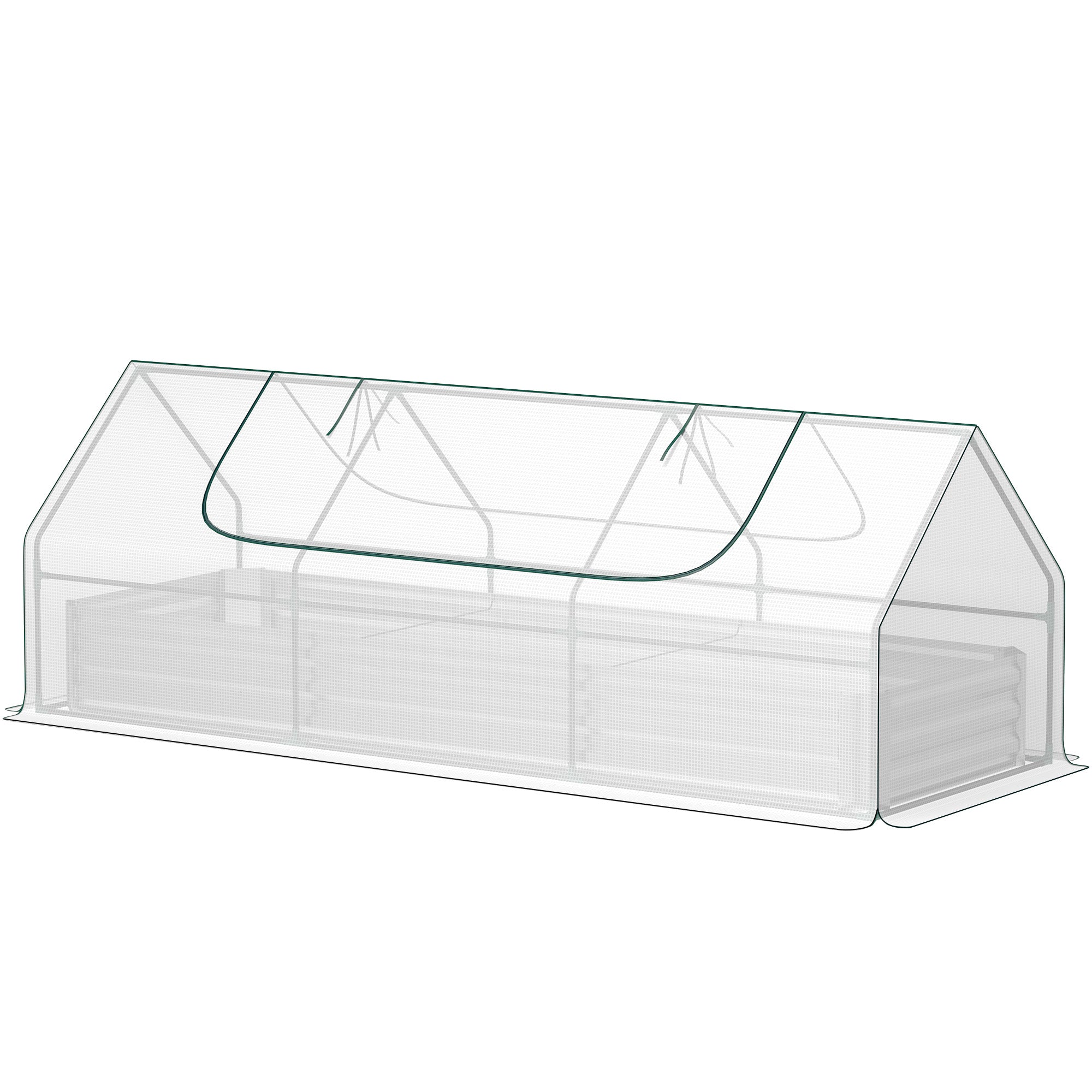 8.6 x 3 x 1ft Metal Planter Box with Mini Greenhouse, Galvanized Raised Garden Bed with Cover for Herbs and Vegetables, Small Greenhouse for Patio Garden Balcony