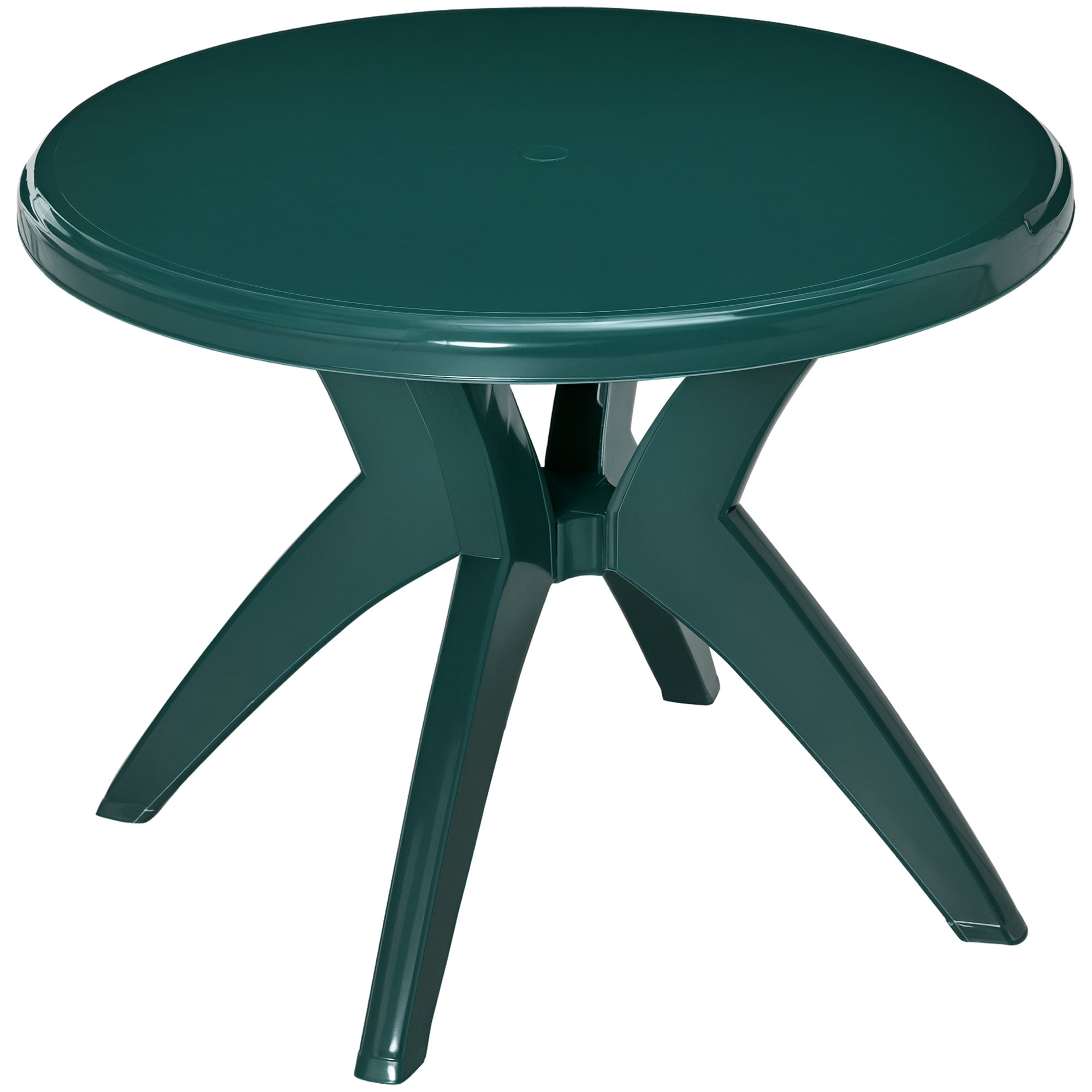 Patio Dining Table with Umbrella Hole Round Outdoor Bistro Table for Garden Lawn Backyard