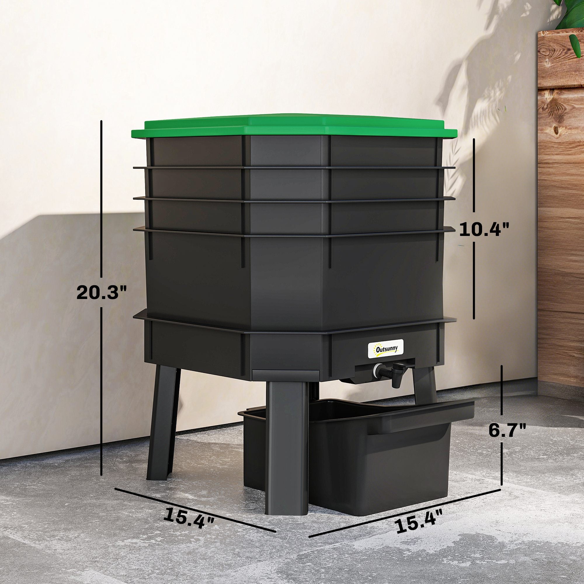 4-Tray Worm Composter Bin, 7.4 Gal Outdoor & Indoor Worm Composter for Recycling Food Waste