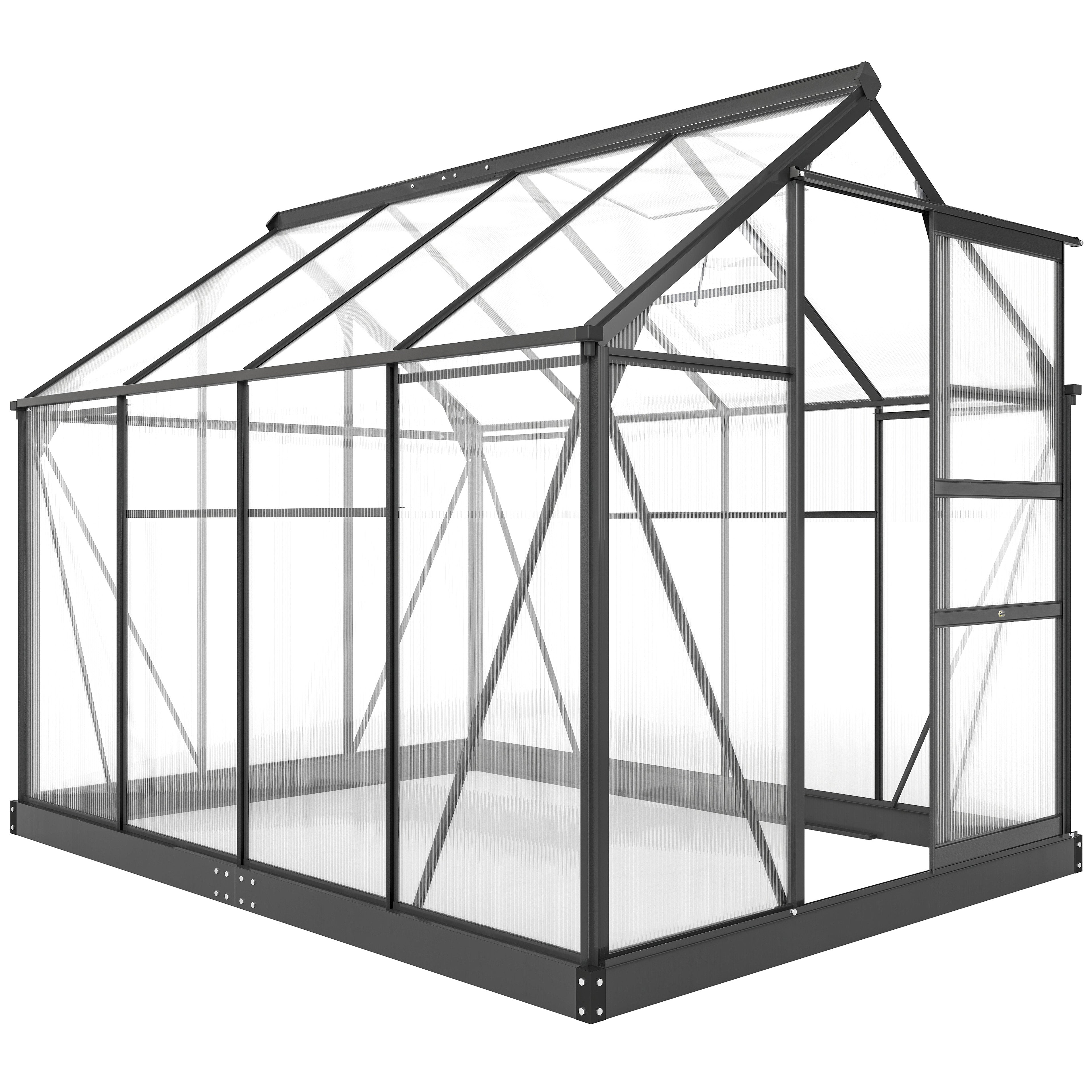 Greenhouse for Outdoors, Polycarbonate Greenhouse with Rain Gutter and Roof Vent, Aluminum Walk-in Green House for Patio Backyard Garden
