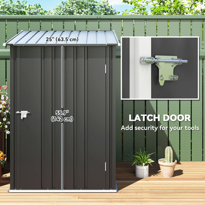 Small Metal Garden Shed, 3.3' x 3.4', Galvanized Steel, Lockable Tool Shed for Patio, Backyard, Lawn, Dark Gray