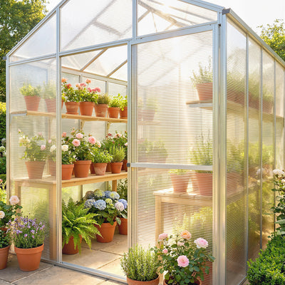 Polycarbonate Greenhouse Panels UV Protected Twin-Wall Polycarbonate Sheet 47.2" x 23.6" 10 Pack Clear
