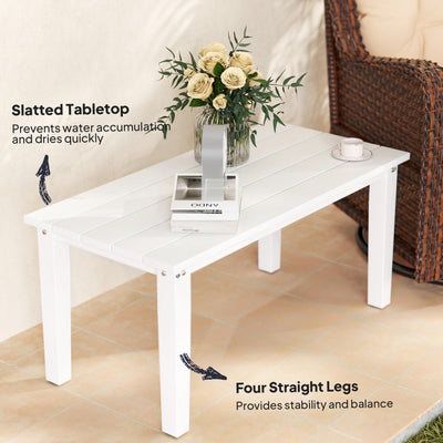 Rectangle Outdoor Coffee Table, HDPE All-Weather Outdoor Patio Table with Slatted Tabletop for Yard, Balcony