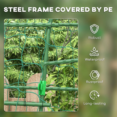 Metal Garden Trellis, Arch Trellis for Climbing Plants Outdoor, A-Frame, with Climbing Net, 57" x 66" x 81", Green