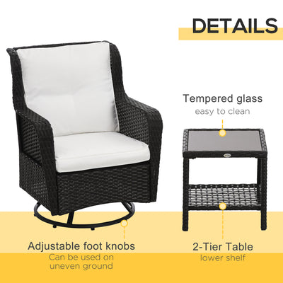 Patio Bistro Set, Porch Furniture with 360° Rotation & Rocking Function, 28.25"x30.75"x36.25"