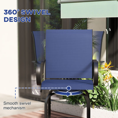Outdoor Bar Stools Set of 2, 360° Swivel Bar Height Chairs, 26.75" x 29.5" x 48.5"