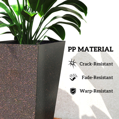 28" Tall Planters, Set of 3 Plastic Flower Pots with Marble Finish and Drainage Holes, Stackable Taper Planters