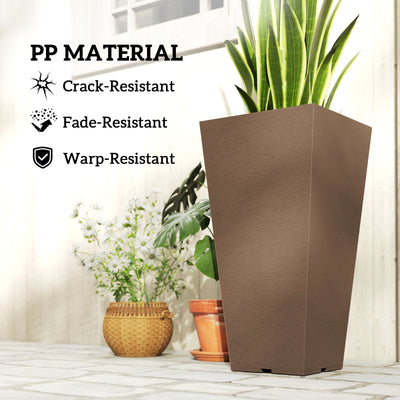 23 Inch Tall Planters for Outdoor Plants, Set of 2 Plastic Flower Pots, for Front Door Patio Garden Use