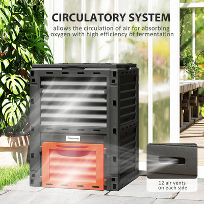 Garden Compost Bin 80 Gallon Outdoor Large Capacity Composter Fast Create Fertile Soil Aerating Box