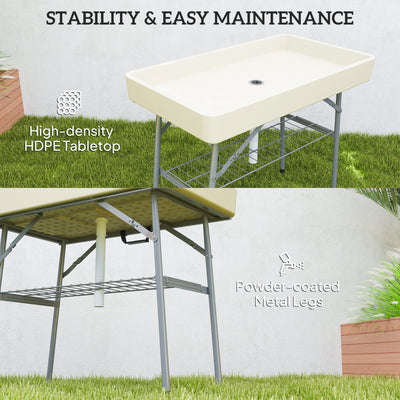 3.4ft Folding Ice Cooler Table with Drain, Fill and Chill Table Outdoor Table Cooler with Storage Shelf, Drink Cooler for Parties Picnic BBQ Camping Wedding
