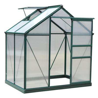 6' x 4' Greenhouse for Outdoors, Polycarbonate Greenhouse with Rain Gutter and Roof Vent, Aluminum Walk-in Green Houses for Outside for Patio Backyard Garden