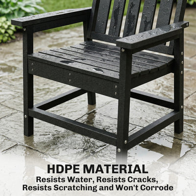 All-Weather Patio Chair, HDPE Patio Dining Chair, Heavy Duty Wood-Like Outdoor Furniture for Garden, Backyard, Deck, Porch, Lawn