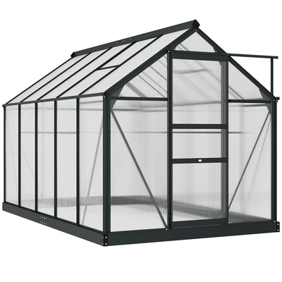 Greenhouse for Outdoors, Polycarbonate Greenhouse with Rain Gutter and Roof Vent, Aluminum Walk-in Green House for Patio Backyard Garden