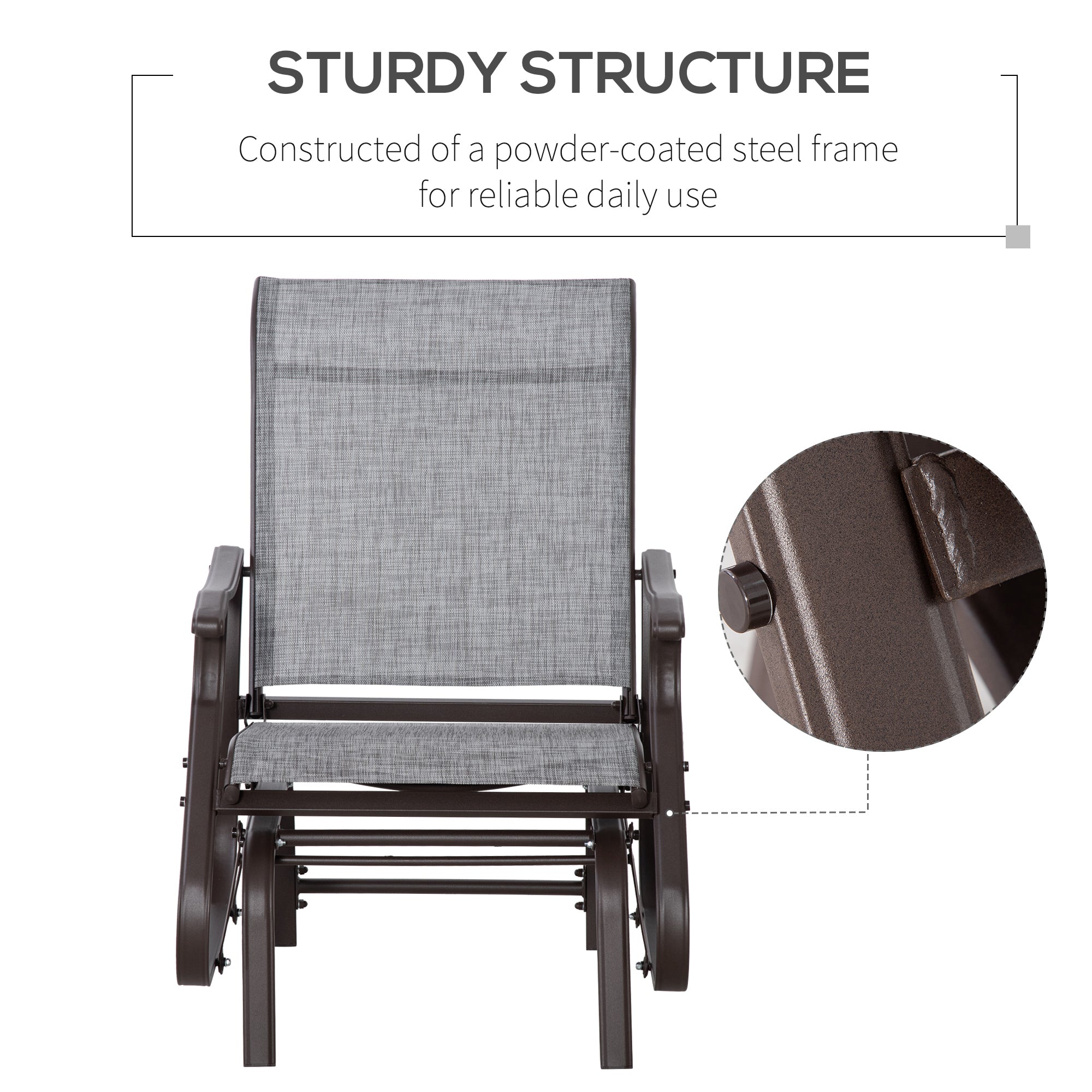 Outdoor Glider Chair, Gliders for Outside Patio with Steel Frame and Mesh Fabric for Backyard, Garden, and Porch