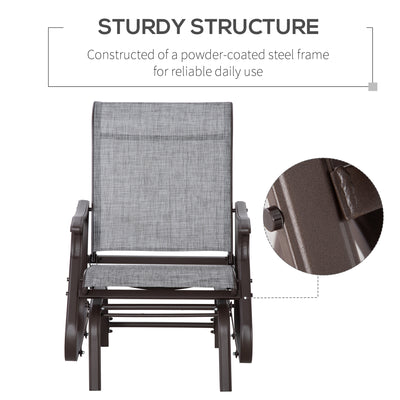 Outdoor Glider Chair, Gliders for Outside Patio with Steel Frame and Mesh Fabric for Backyard, Garden, and Porch