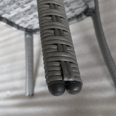 Outdoor Coffee Table with Storage Shelf, Hand-Woven Wicker Side Table with Water-Ripple Glass Top
