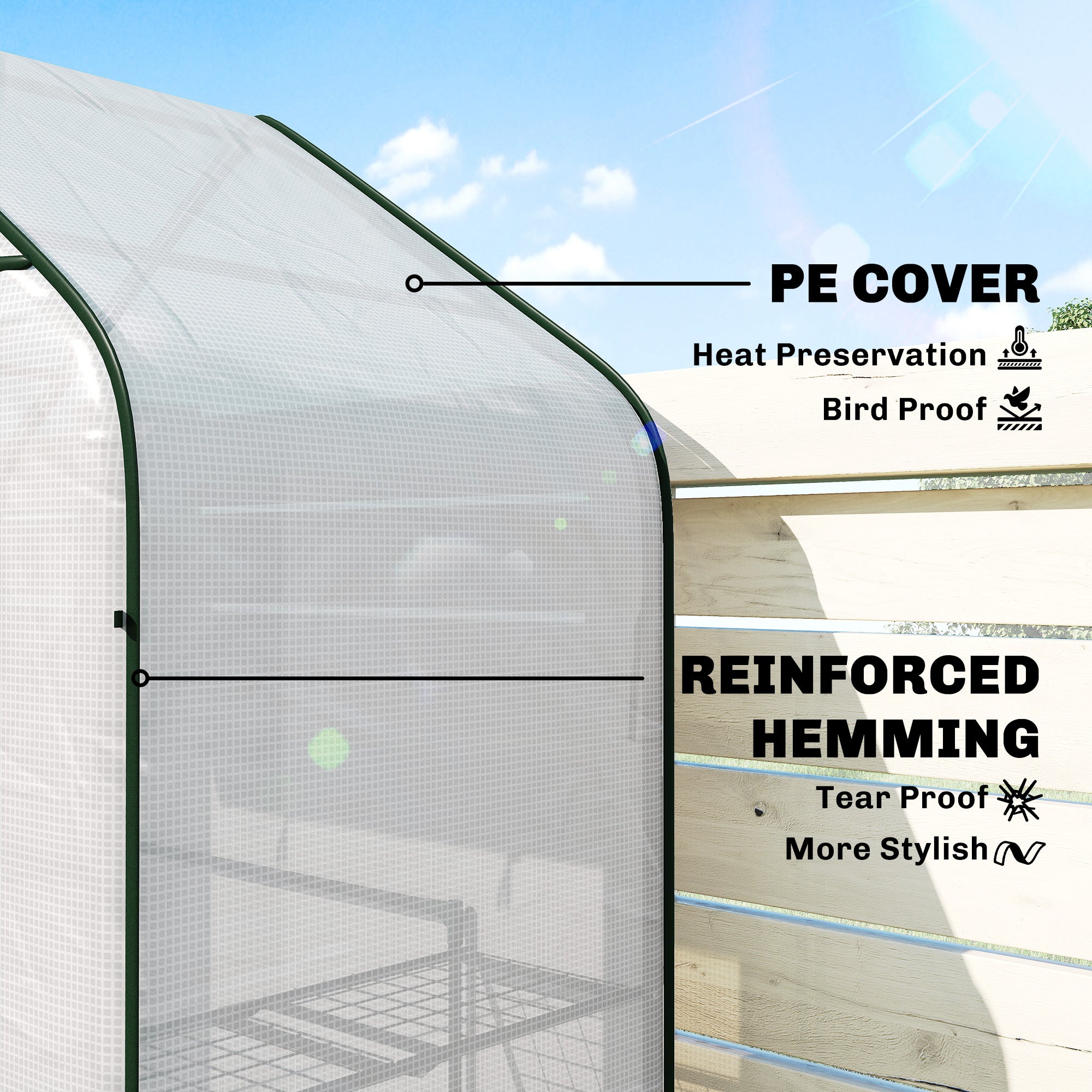 Greenhouse for Outdoors, Portable Greenhouse with 6 Shelves, UV-Resistant PE Cover, Roll-Up Door
