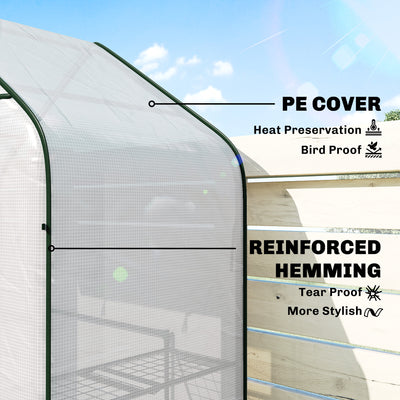 Greenhouse for Outdoors, Portable Greenhouse with 6 Shelves, UV-Resistant PE Cover, Roll-Up Door